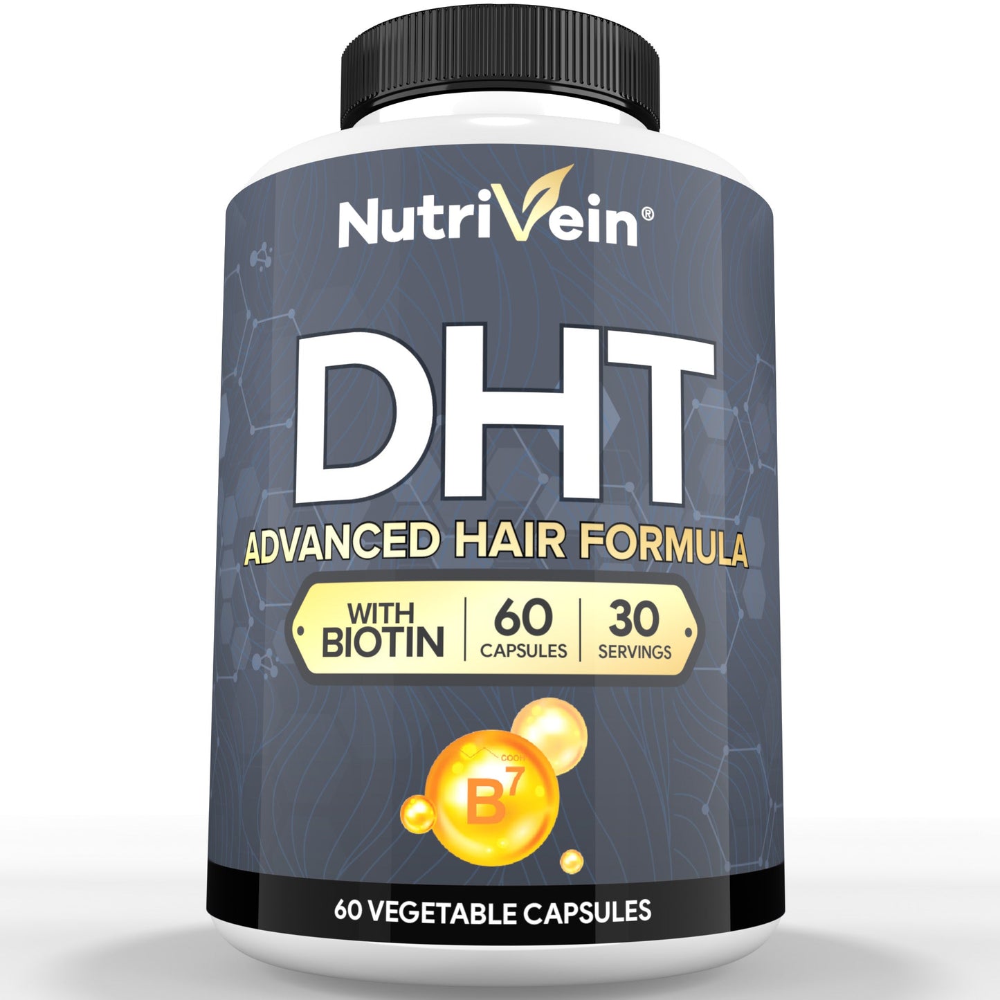 Nutrivein Premium DHT Blocker for Men & Women - with Biotin - 30 Day Supply (60 Caps)