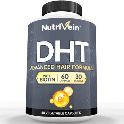Nutrivein Premium DHT Blocker for Men & Women - with Biotin - 30 Day Supply (60 Caps)