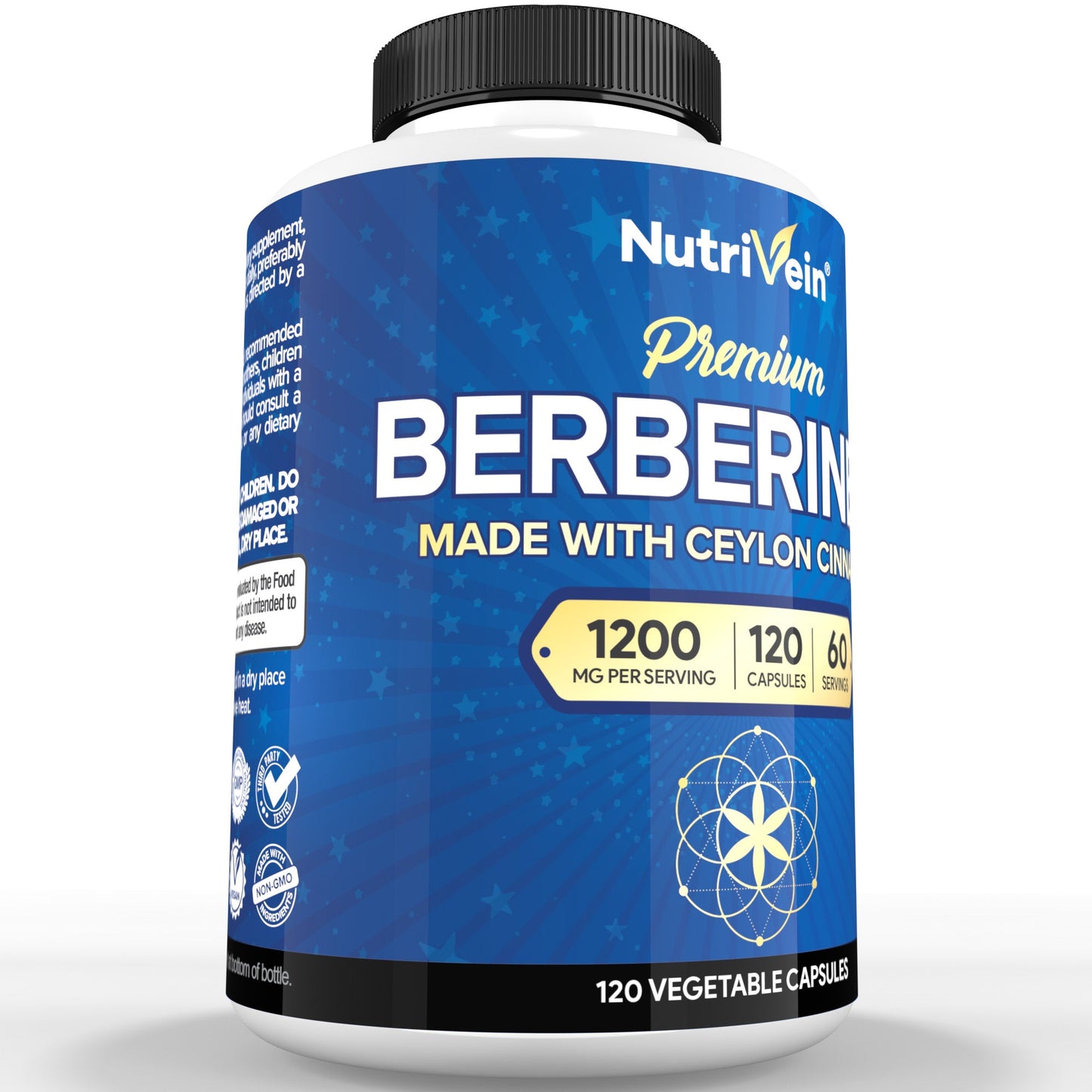 Nutrivein Premium Berberine 1200 mg with Ceylon Cinnamon - 120 Capsules