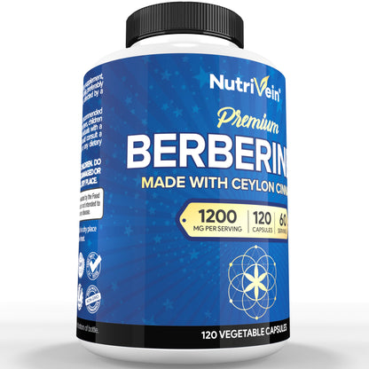 Nutrivein Premium Berberine 1200 mg with Ceylon Cinnamon - 120 Capsules