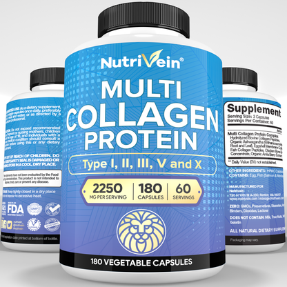 Nutrivein Premium Multi Collagen Pills 2250 mg  - 180 Capsules