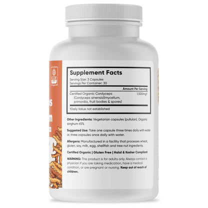 Organic Cordyceps Mushroom, 90 Capsules
