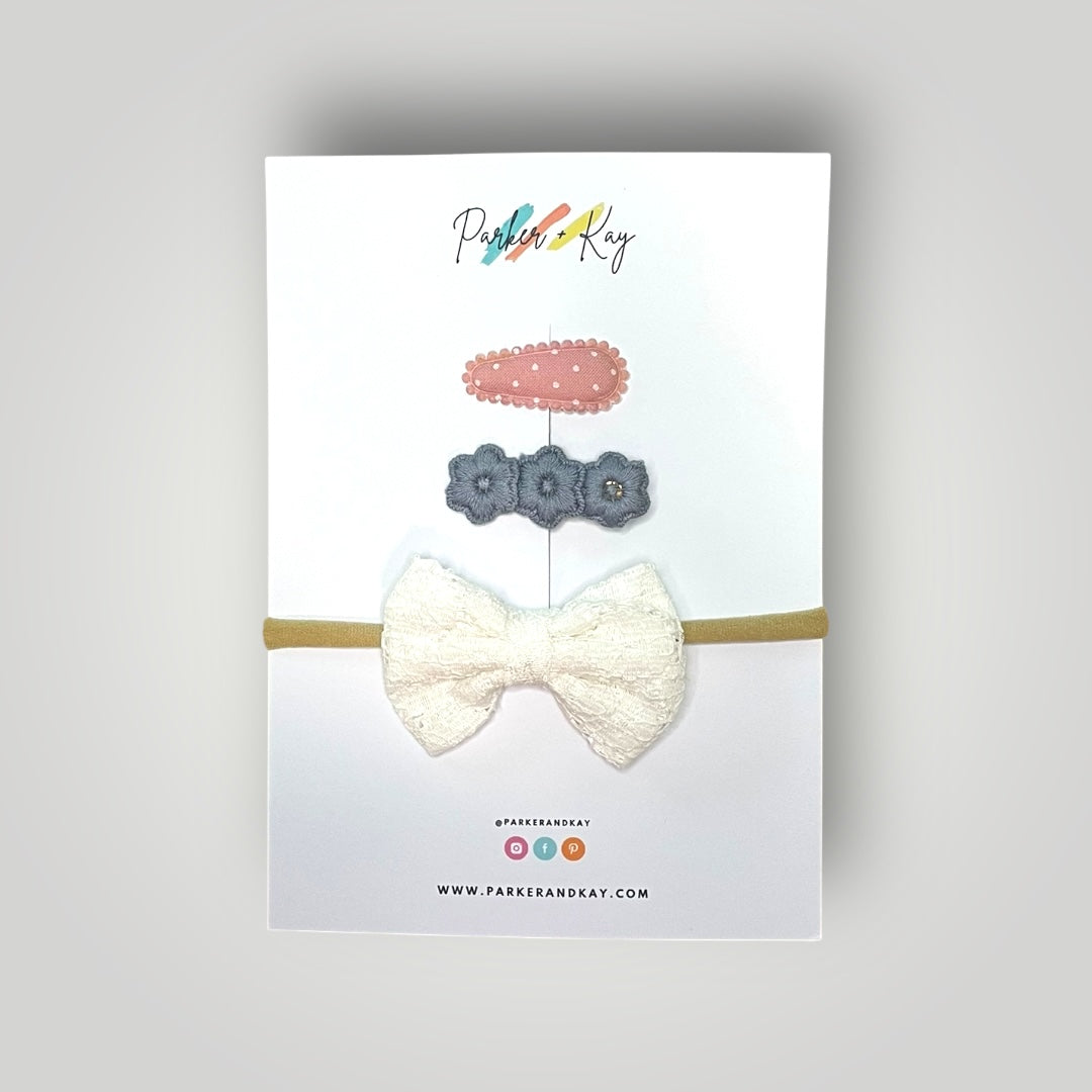 Baby 3-Piece Lace Bow Variety Set
