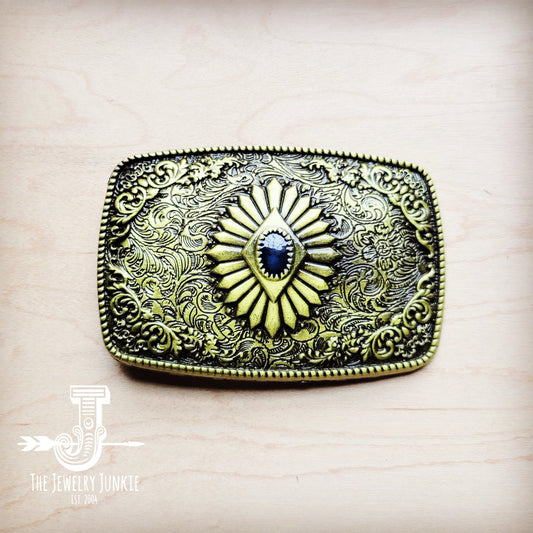 **Antique Gold Belt Buckle with Stone Center 903u