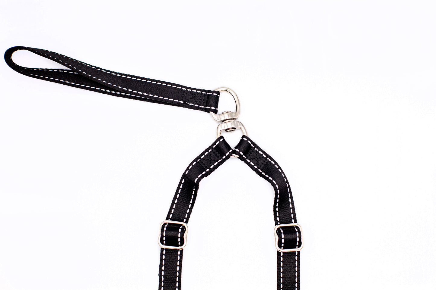 Outdoor Style Black Reflective Adjustable Double Leash