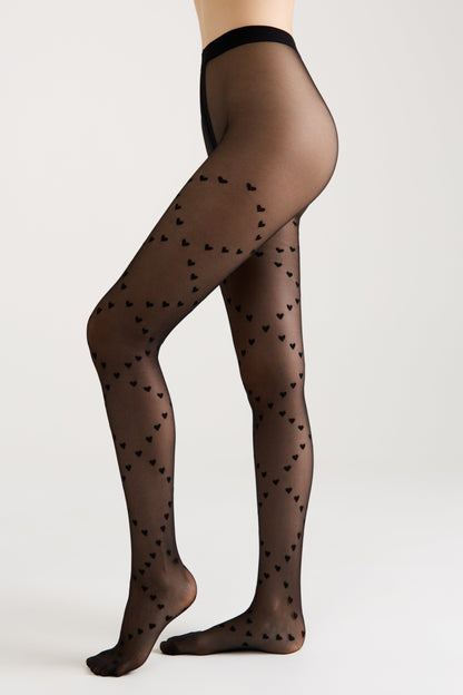 Fantasy Tights Conte Dolce Vita - Hearts With Lace-Up Imitation