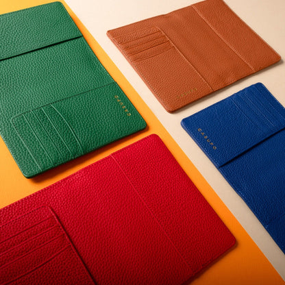 Leather Passport Wallet with RFID - Green