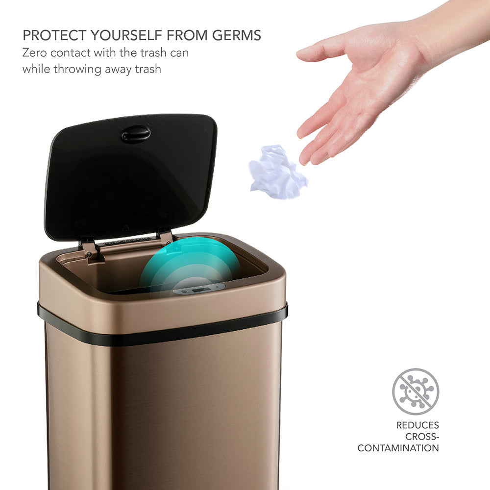 Rectangular Motion Sensor Trash Can 3.2 Gallon Stainless Steel | DZT-12-5