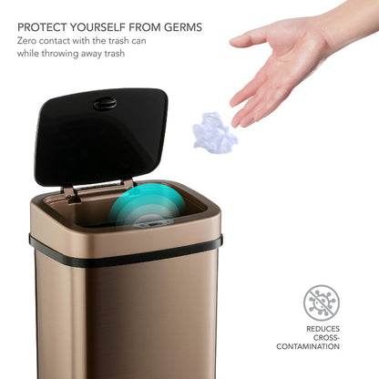 Rectangular Motion Sensor Trash Can 3.2 Gallon Stainless Steel | DZT-12-5