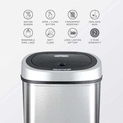Rectangular Motion Sensor Trash Can 11.09 Gallon | DZT-42-9