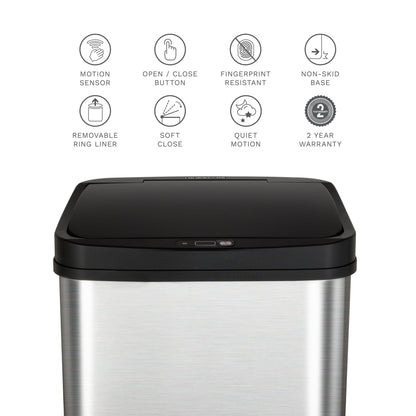 13.2 Gallon | Rectangular Motion Sensor Trash Can | DZT-50-28