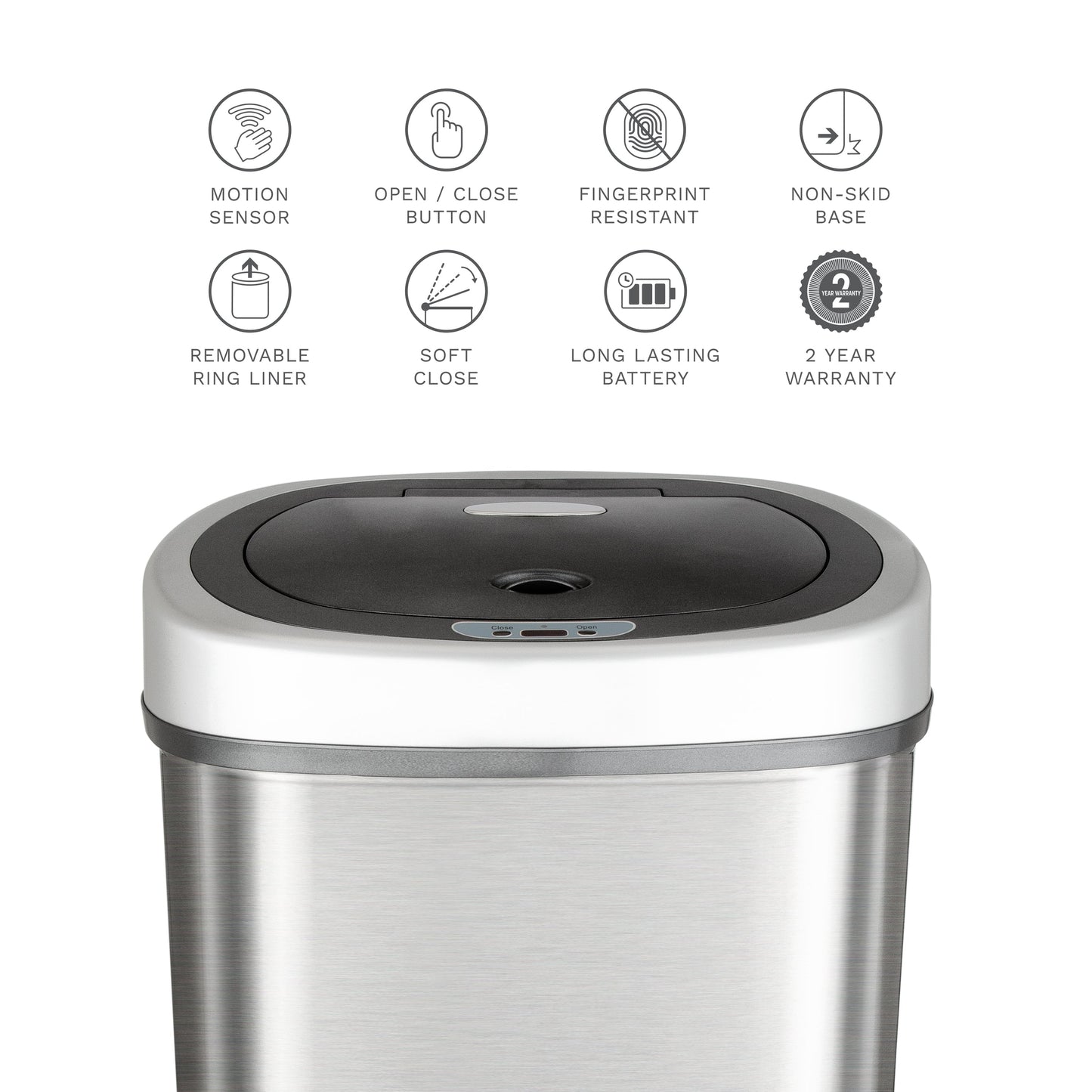 13.2 Gallon | Rectangular Motion Sensor Trash Can | DZT-50-9