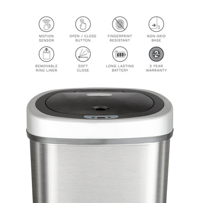 13.2 Gallon | Rectangular Motion Sensor Trash Can | DZT-50-9