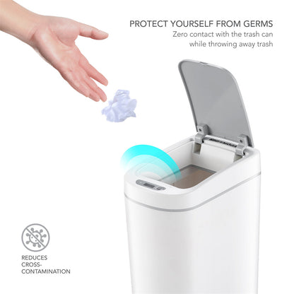 Slim Motion Sensor Trash Can 1.85 Gallon, White | DZT-7-2S
