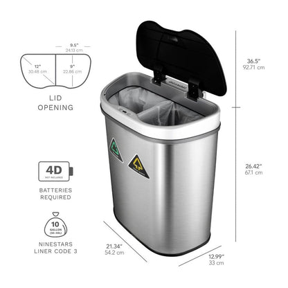Dual Compartment Motion Sensor Trash Can 18.5 Gallon | DZT-70-11R