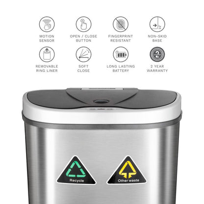 Dual Compartment Motion Sensor Trash Can 18.5 Gallon | DZT-70-11R