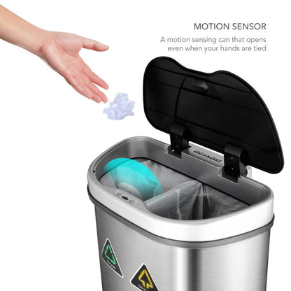 Dual Compartment Motion Sensor Trash Can 18.5 Gallon | DZT-70-11R