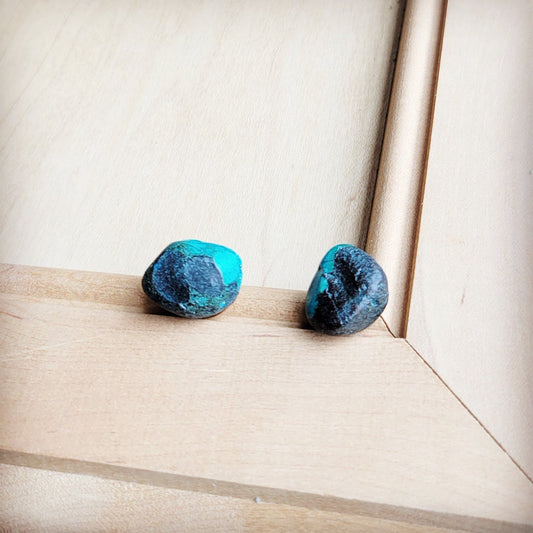 **Natural Green Turquoise Stud Earrings 205g