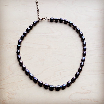 **Genuine Freshwater Gray Pearl Collar Necklace 260f