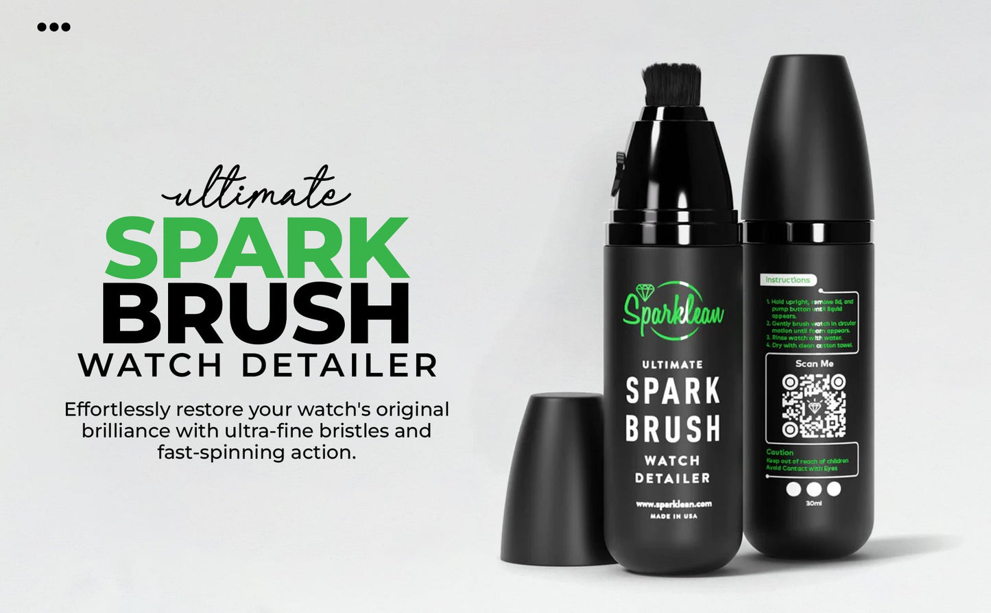 SparkBrush™ by Sparklean® — Soft-Bristle Watch & Jewelry Cleaner + Microfiber Cloth