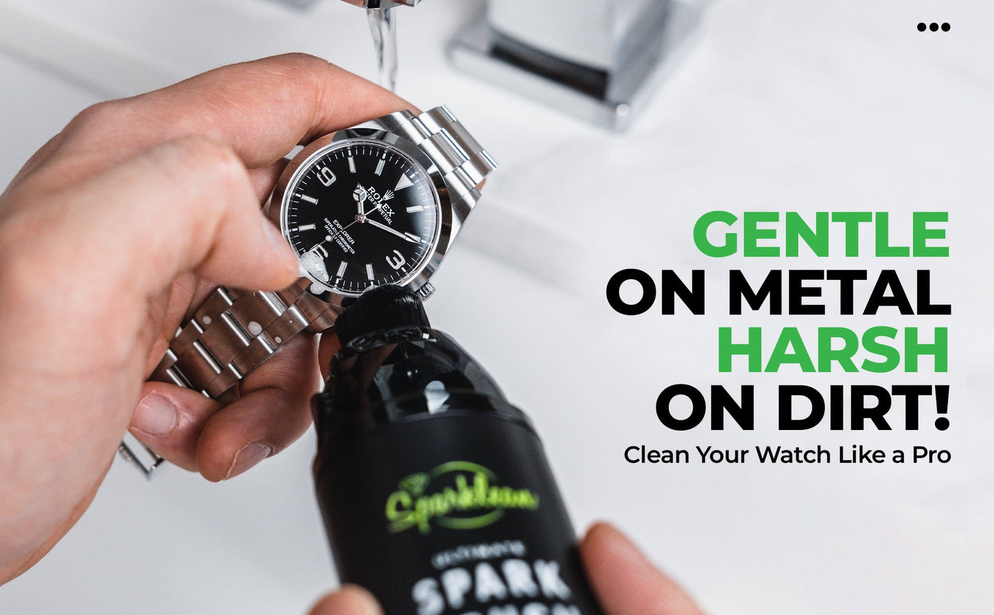 SparkBrush™ by Sparklean® — Soft-Bristle Watch & Jewelry Cleaner + Microfiber Cloth
