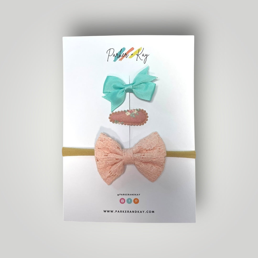 Baby 3-Piece Lace Bow Variety Set