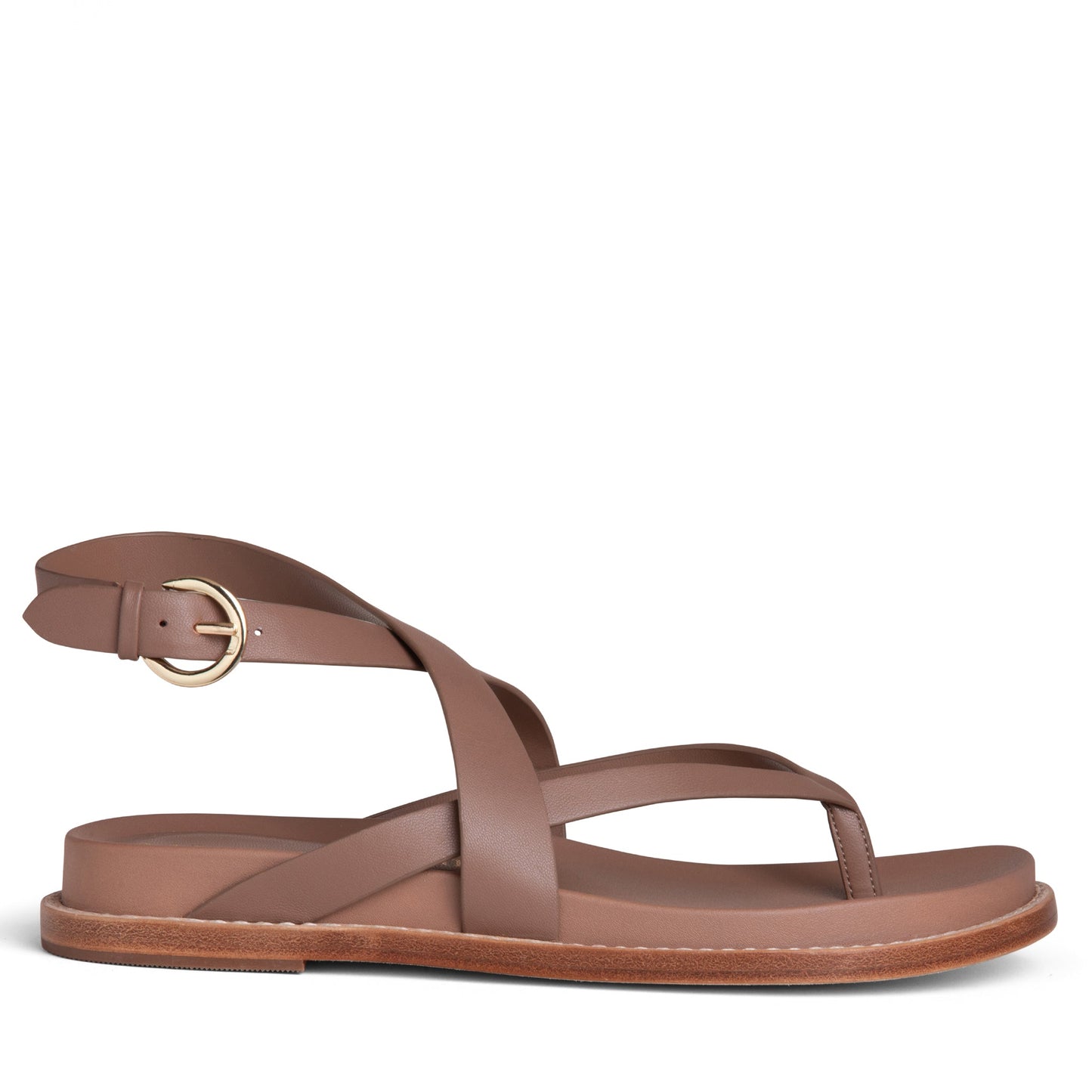 Elise Brown Flat Leather Sandal