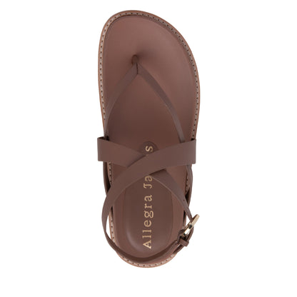Elise Brown Flat Leather Sandal