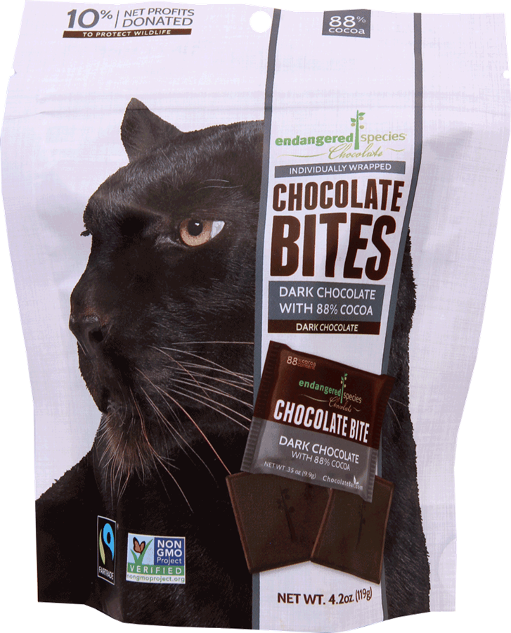 Endangered Species Chocolate - Dark Chocolate Bites, 0.35 oz (Case of 250) - Kosher Chocolate Snacks