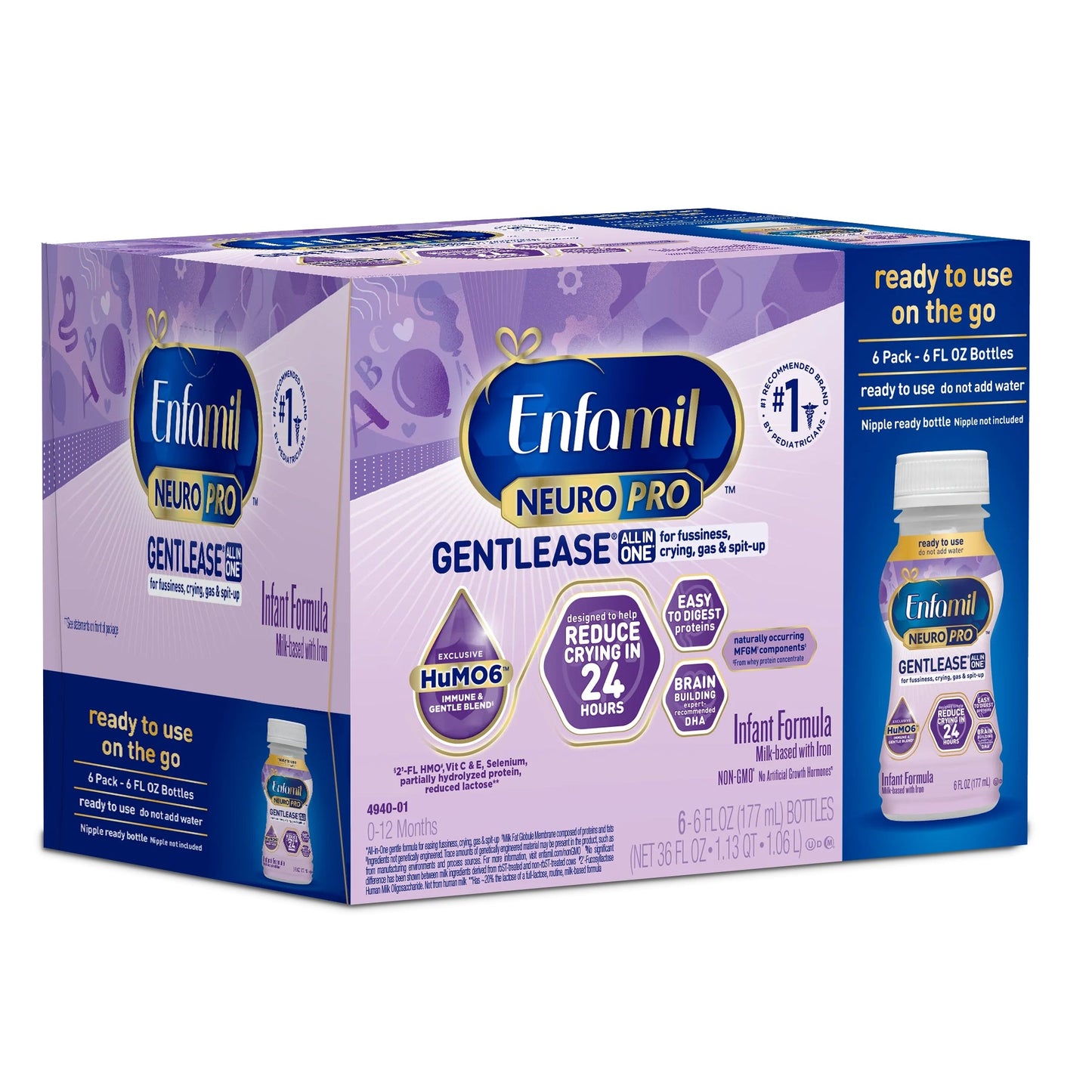 Enfamil NeuroPro Gentlease Infant Formula, Ready to Use, 6 oz Bottle
