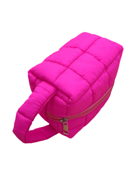 QUILTED PUFFY COSMETIC MAKEUP POUCH