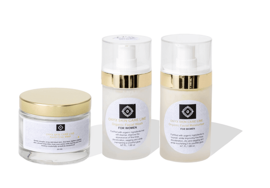 Organic Three Step Facial System - Wash, Moisturizer & Kaolin Mud Mask - For WOMEN