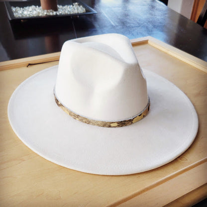 **Tan Metallic Leather Hat Band Only 984b