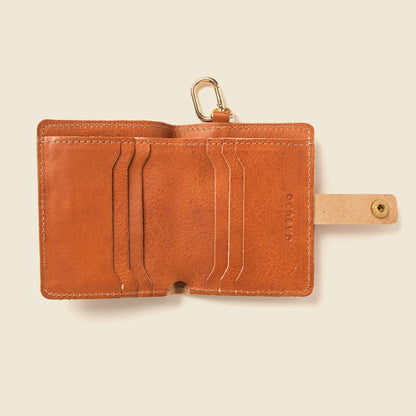 Wallet with Snap and Key Ring - Natural