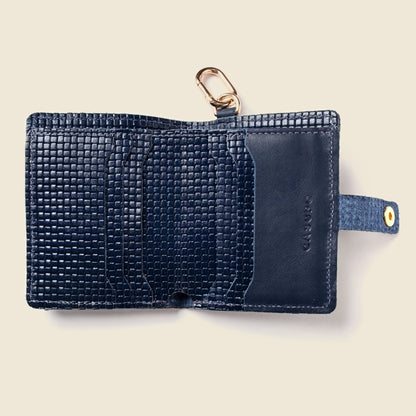 Leather Bifold Wallet with Snap & Key Ring - Navy Limited Edition