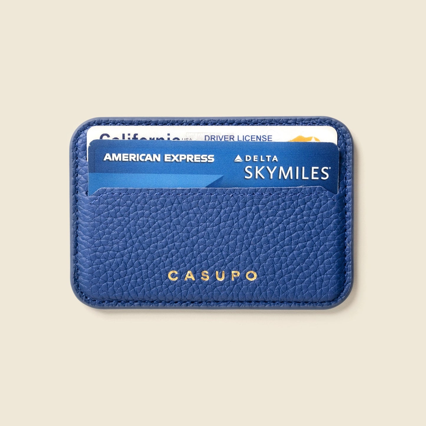 Mag Safe Leather Wallet with RFID - Cobalt