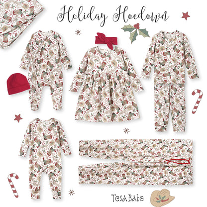 Western Christmas Baby Bamboo Zipper Romper - Cowboy Holiday