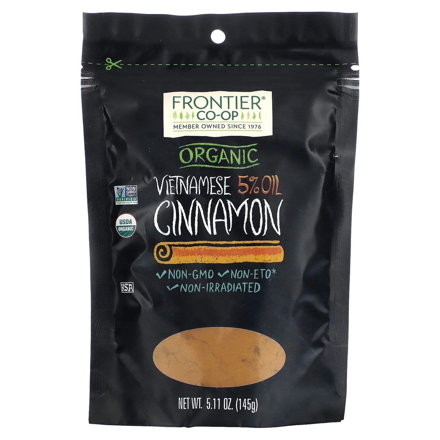 Frontier Natural Products Coop - Organic Vietnamese Cinnamon, 5.11 oz (Pack of 12) - Kosher, GMO-Free