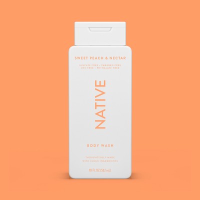 Native Body Wash for Women & Men Sweet Peach & Nectar Sulfate Free 18 fl oz - Imperfect Container