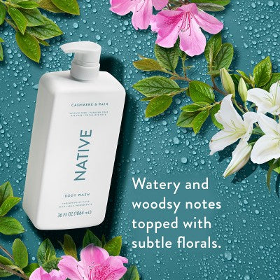 Native Body Wash for Women & Men Cashmere & Rain Sulfate Free with Pump 36 fl oz - New