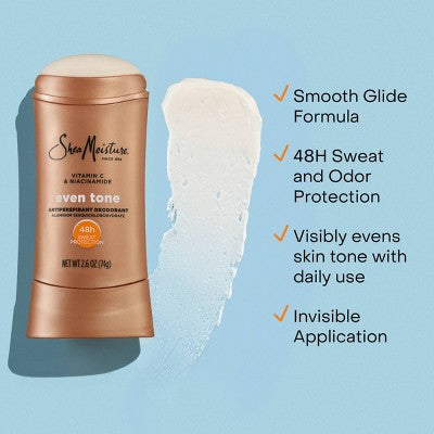 SheaMoisture Even Tone Solid Antiperspirant & Deodorant with Vitamin C & Niacinamide 2.6oz - New
