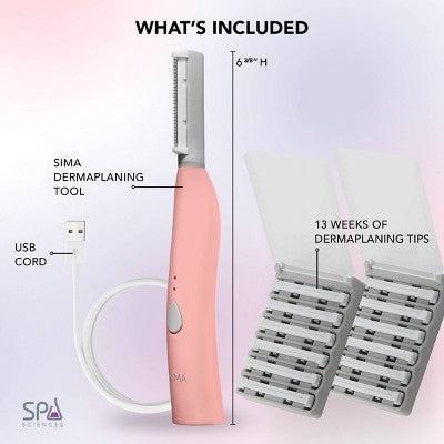 Spa Sciences SIMA Deluxe Sonic Dermaplaning Tool for Exfoliation & Peach Fuzz Removal - Imperfect Box