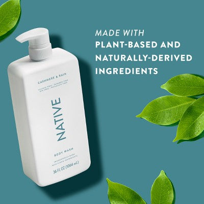 Native Body Wash for Women & Men Cashmere & Rain Sulfate Free with Pump 36 fl oz - New