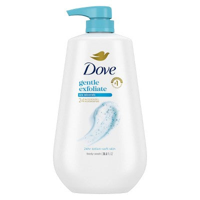 Dove Beauty Gentle Exfoliating Body Wash Pump Sea Minerals 24hr Lotion-Soft Skin 30.6 fl oz - New