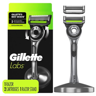 Gillette Labs Exfoliating Bar Razor + 2 Razor Blade Refills & Premium Magnetic Stand - Imperfect Box