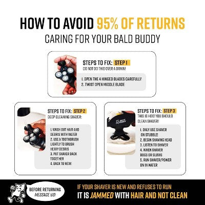 The Cut Buddy Bald Buddy Electric Cordless Head Shaver for Bald Men with Water Resistant Replaceable Head and Ergonomic Handle - Imperfect Box