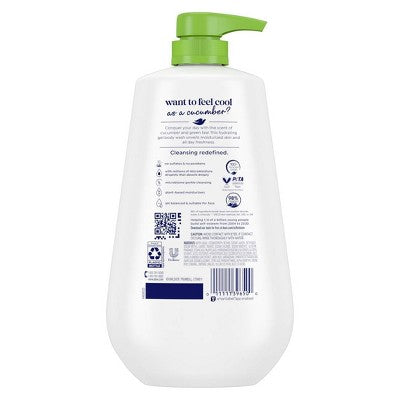 Dove Beauty Refresh Body Wash Pump Cucumber & Green Tea 24hr Lotion-Soft Skin 30.6 fl oz - Imperfect Container