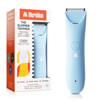 Meridian Slimmer Trimmer, Precision Pubic; Body Hair Trimmer for Women and Men Sky Blue - Imperfect Box