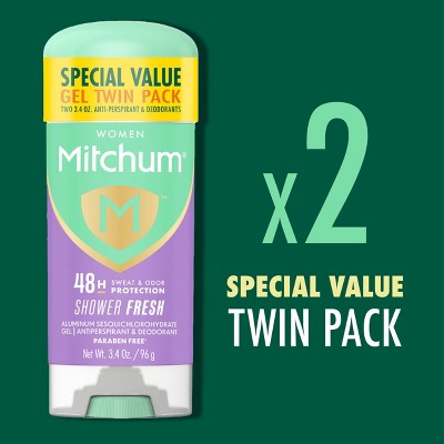 Mitchum Triple Odor Defense Gel Deodorant Shower Fresh  3.4oz/2pk - New