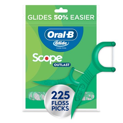 Oral-B Glide with Scope Outlast Dental Floss Picks Mint 225ct - New
